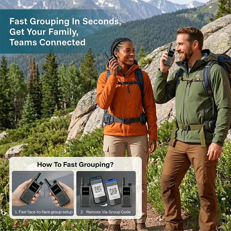 ALERVITES AT1-Grey Long Range 4G LTE Walkie Talkies with App, Unlimited Nationwide Coverage