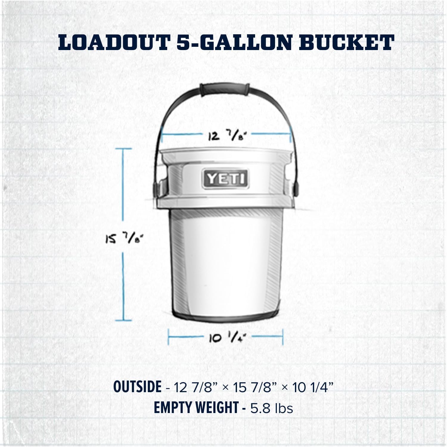 YETI Loadout 5-Gallon Bucket - Impact Resistant Utility Bucket for Fishing & Outdoor Use