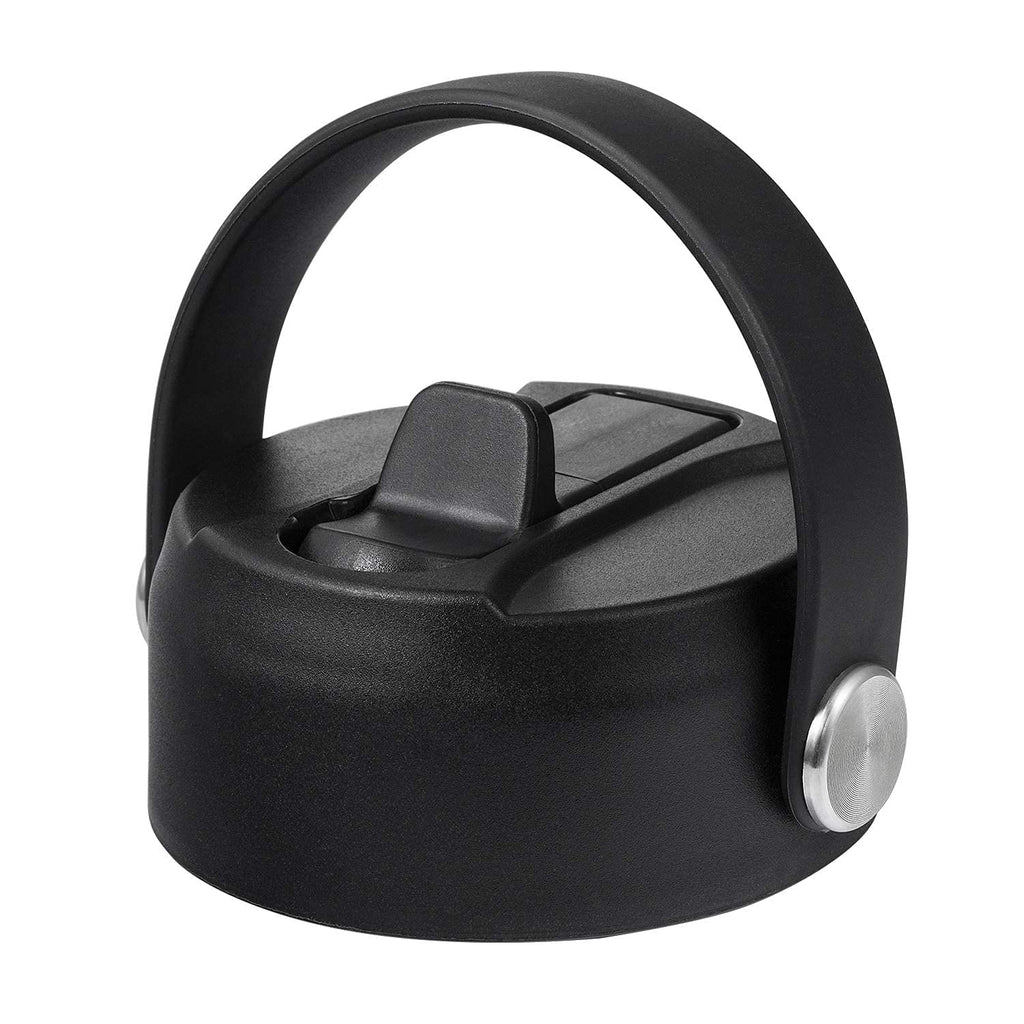 Straw Lid for Hydro Flask Wide Mouth Water Bottle 32 40 OZ - Lids with Straws Replacement Cap Fits 12, 16, 20 oz Hydro Coffee Flasks, Flip Top Flex Handle, BPA-Free Sports Accessories Cover Black