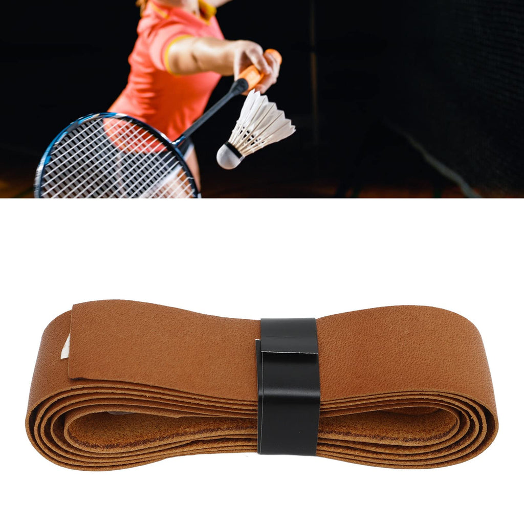 VBESTLIFE Leather Tennis Racket Grip Tape with Sweat Absorption, Badminton Racket Overgrip Tape Replacement for Tennis Badminton (Brown)