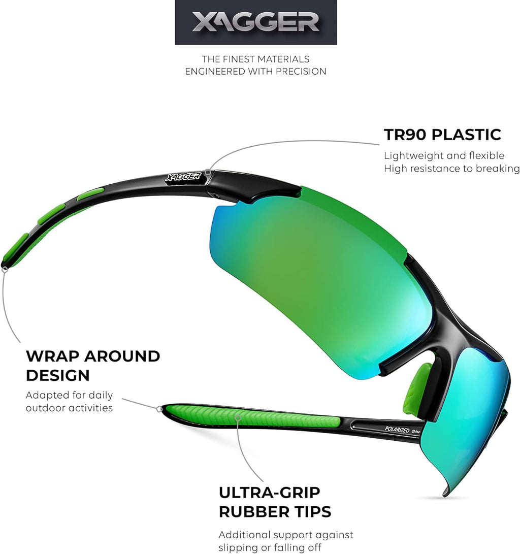 Xagger Polarized Sports Sunglasses - UV400 Protection for Men & Women | Ideal for Running, Cycling & Driving