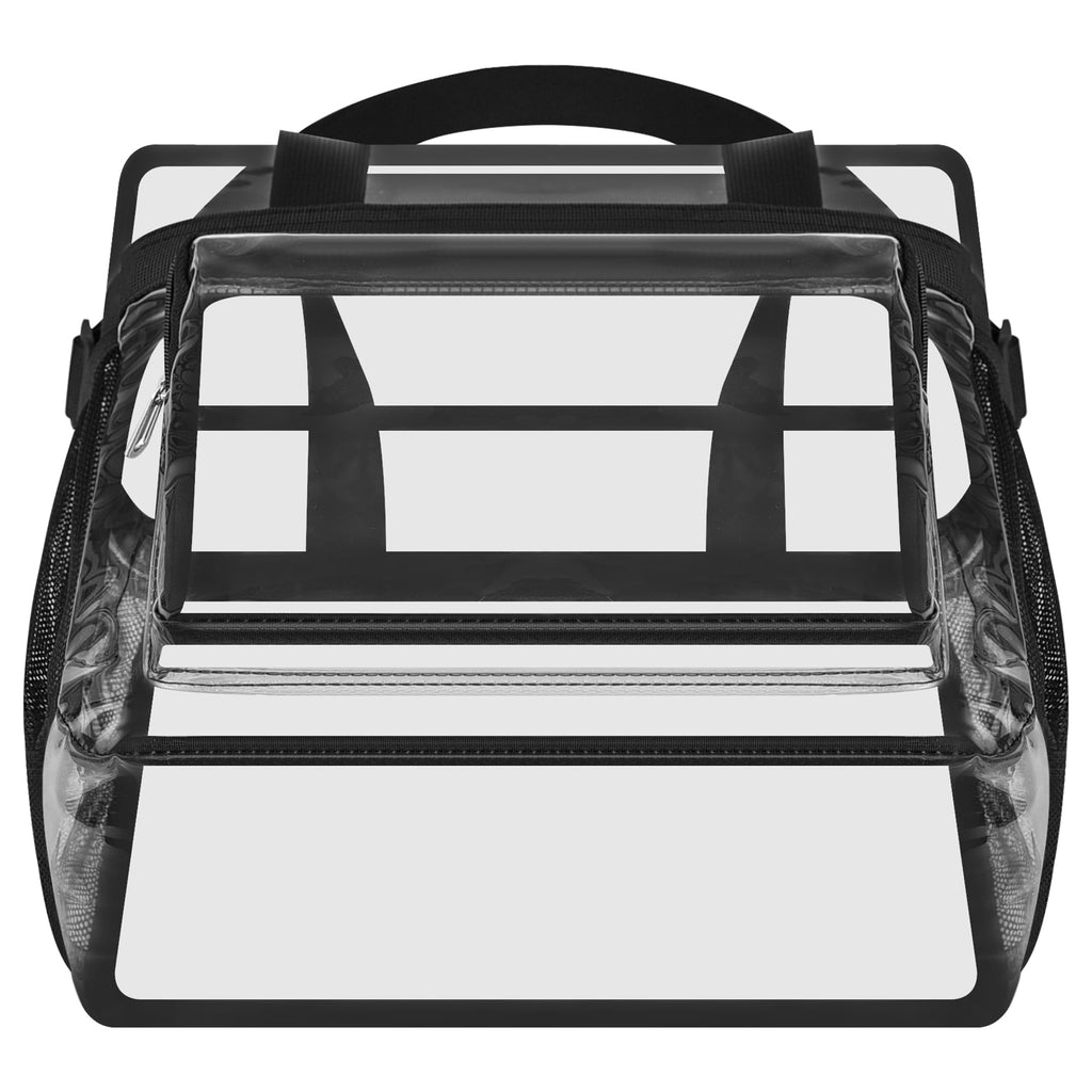 XCU Clear Bag for Stadium Events Clear Tote Bag for Women & Men 12x6x12 Clear Stadium Bag with Zipper Pocket Lunch Bags for Work Sports Games Concert Gym, Black