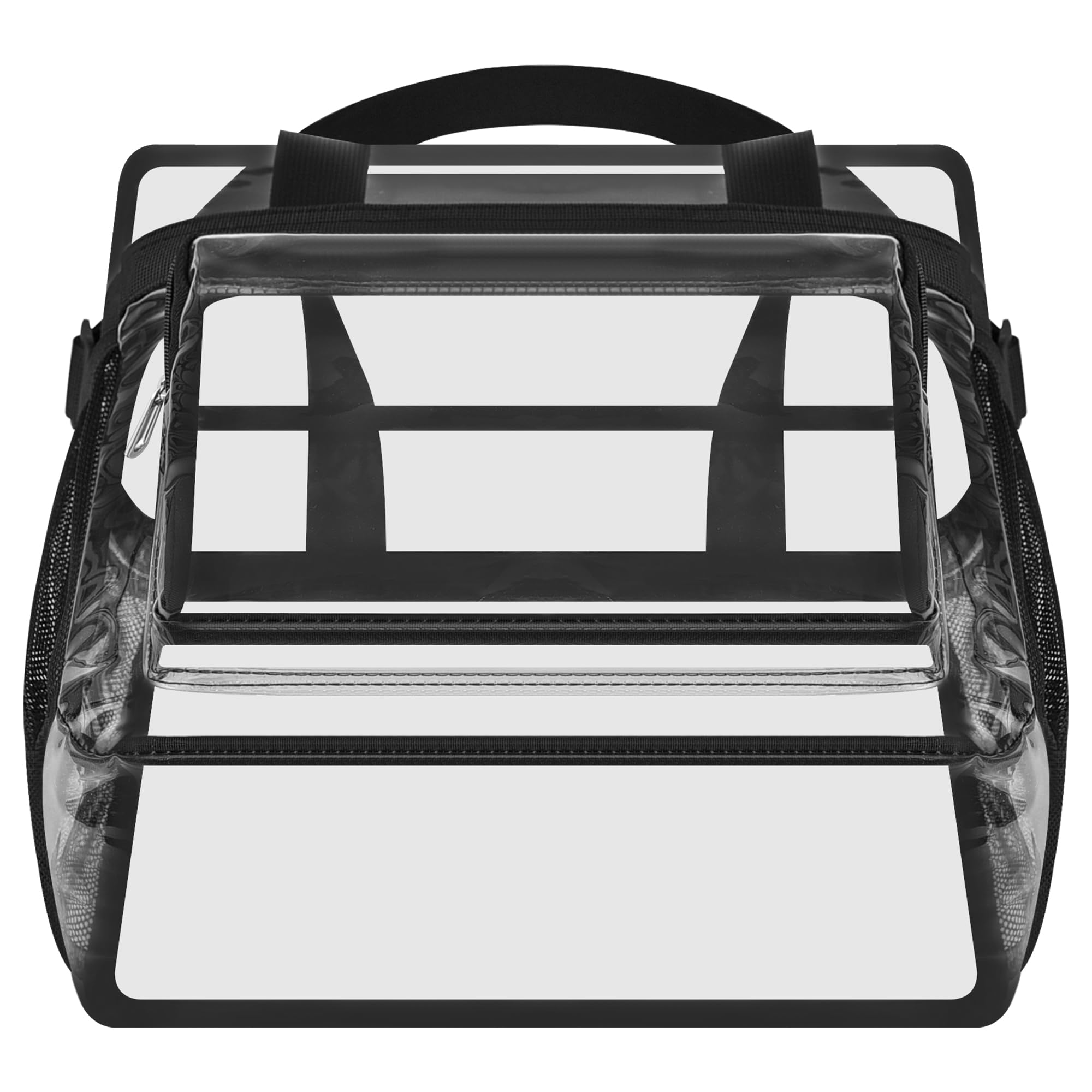 XCU Clear Bag for Stadium Events Clear Tote Bag for Women & Men 12x6x12 Clear Stadium Bag with Zipper Pocket Lunch Bags for Work Sports Games Concert Gym, Black