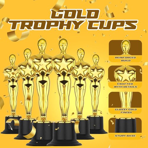 Bedwina 6" Gold Trophy Awards - Bulk Pack of 36 Golden Statues for Parties & Appreciation Gifts