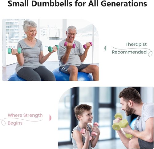 LIONSCOOL Neoprene Coated Dumbbell Hand Weights - Anti-Slip Hex Design for Strength Training | Set of 2