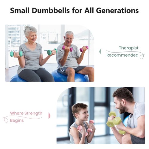 LIONSCOOL Neoprene Coated Dumbbell Weights (Rose Pink 1lb Pair)
