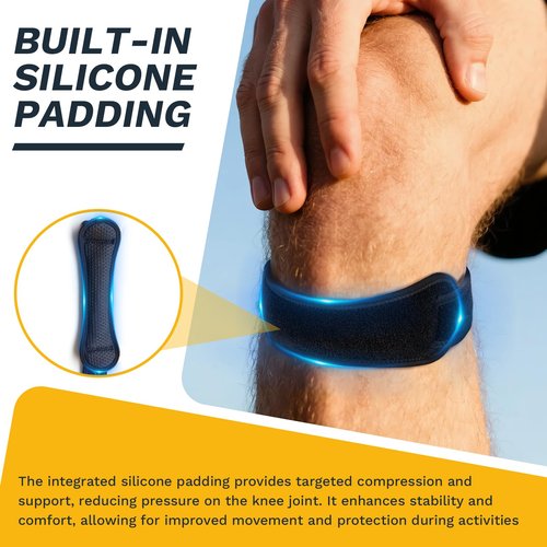 Origintek Patellar Tendon Support Strap, Adjustable Knee Support Strap Patella Band for Tendonitis, Sports, Workouts & Daily Knee Pain Relief for Men Women, Standard Fit (Fits Most) M/L, 1 Pack