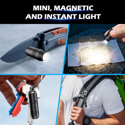Mini X1 Rechargeable Keychain Flashlight - 100 Lumens, USB-C Fast Charge, Magnetic Base, Compact Black EDC Light