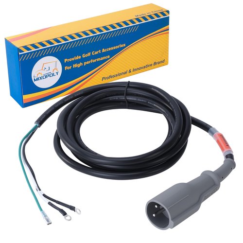 Mixopoly 48V 130 in Charger Plug with 3-Pin Male Plug and DC Cord Black, Replacement for Club Car DS & Precedent 1995-2014 Golf Cart, Replace OEM 101828901 103429001 101128901