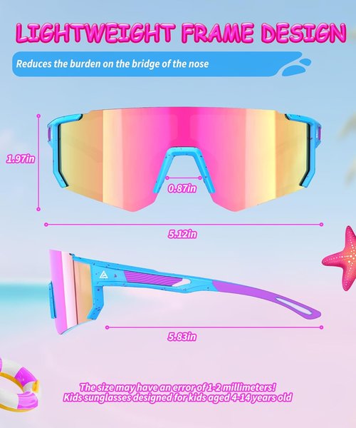 Kids Sunglasses - UV Protection Youth Baseball & Softball Shades for Ages 4-14 | 3-Pack