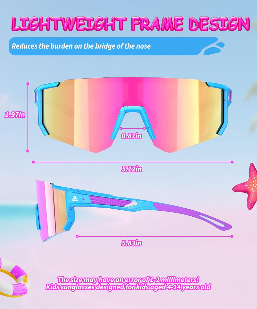 Skiennix Kids Sunglasses - UV Protection Youth Baseball & Softball Eyewear | 3-Pack for Ages 4-14