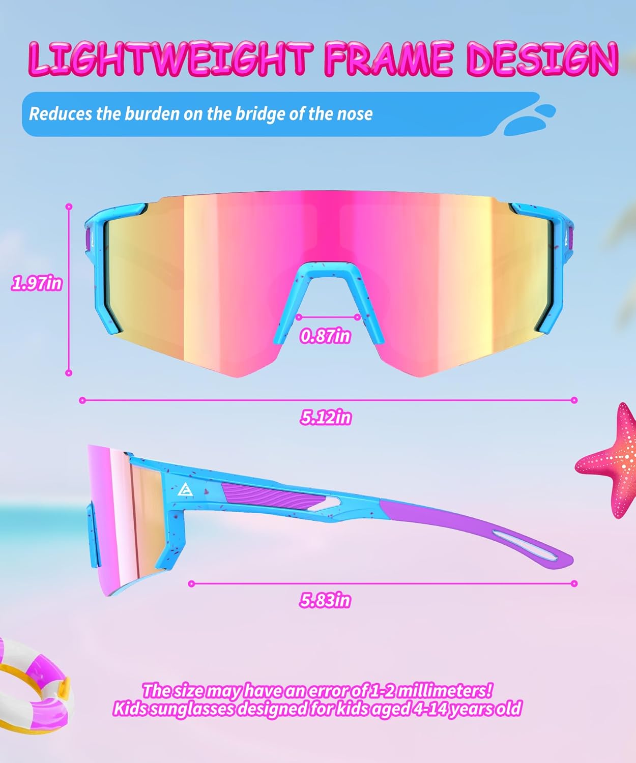 Skiennix Kids Sunglasses - UV Protection Youth Baseball & Softball Eyewear | 3-Pack for Ages 4-14