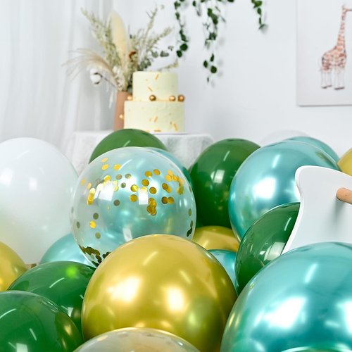 Metallic Green Gold Balloons - 12 Inch Latex Balloons, 60 Pack for Weddings, Anniversaries & Parties