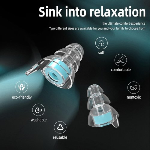 LYSIAN High-Fidelity Ear Plugs - Reusable Musicians Earplugs for Noise Reduction 18dB | 2 Pairs (L+S) - Clear Sound & Comfort
