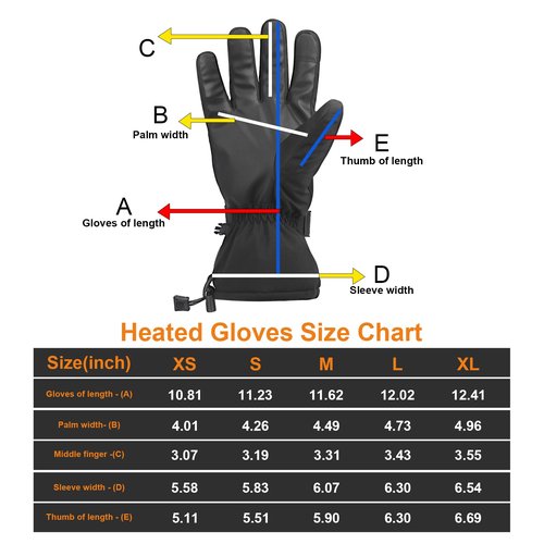 Telguua Heated Gloves for Women Men,Electric Rechargeable Heated Work Glove Ski Mitten Waterproof Touchscreen Heated Glove (Black, XS)