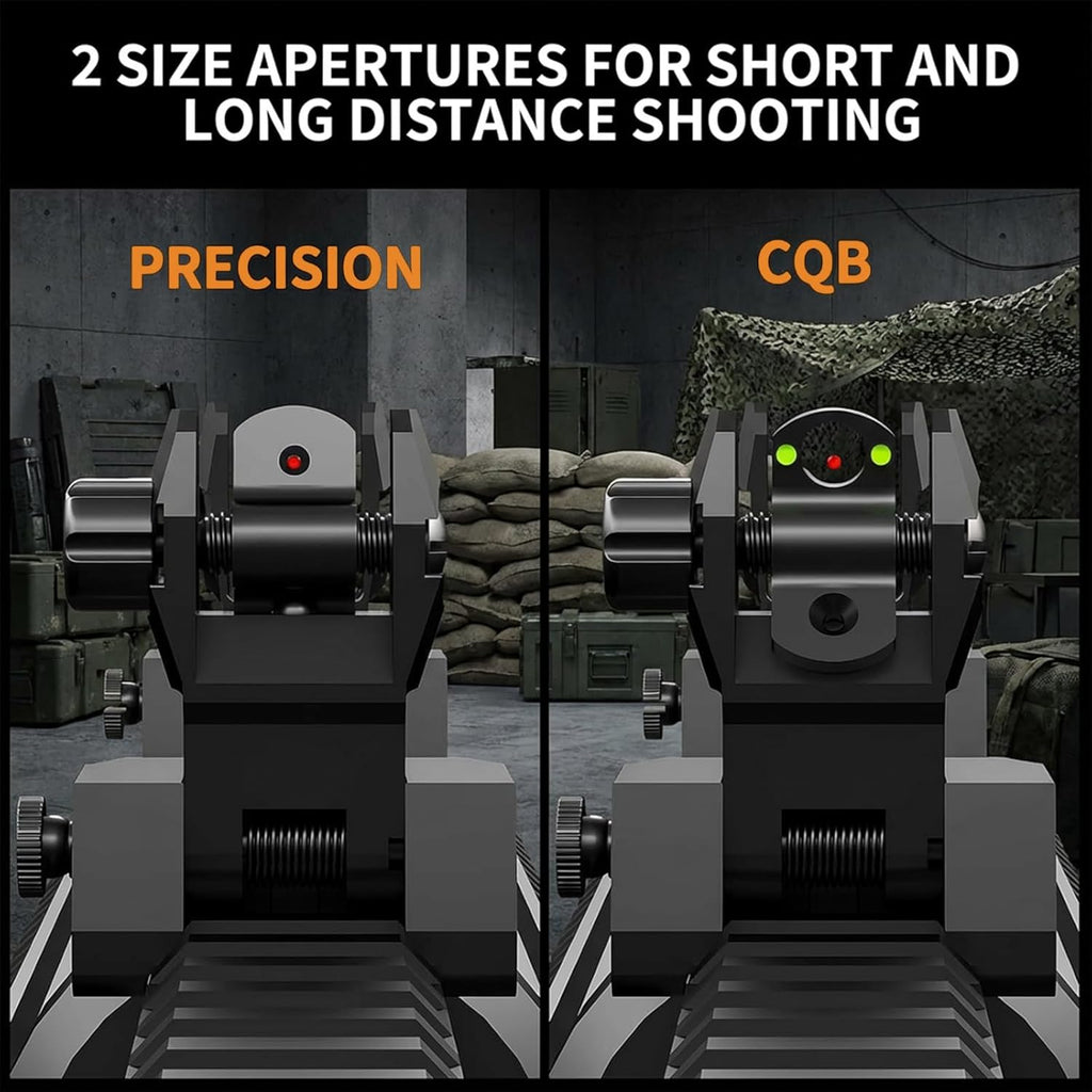Upgraded Fiber Optic Iron Sight Set - Low Profile Picatinny Rail Backup Sights with Red/Green Dots