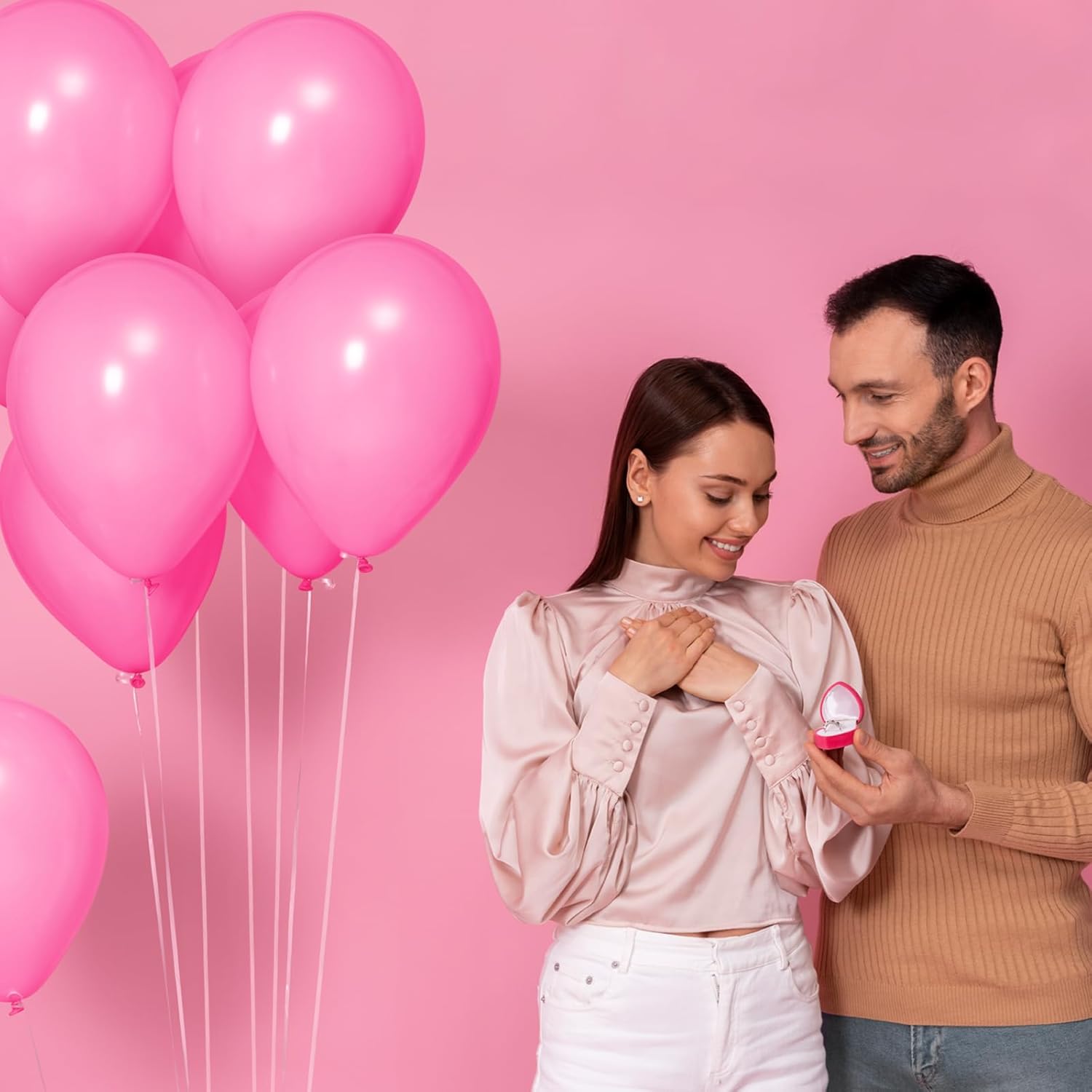 Pink Balloon | 110pcs 12-Inch Latex Balloons for Birthday, Valentine's Day & Weddings - Includes 2 Ribbons