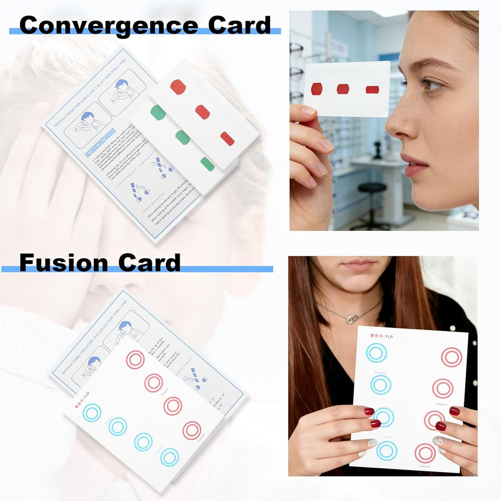 Vision Convergence Beads Training Kit - Snellen Eye Chart & Strabismus Correction Cards for Eye Muscle Strengthening and Focus Exercise