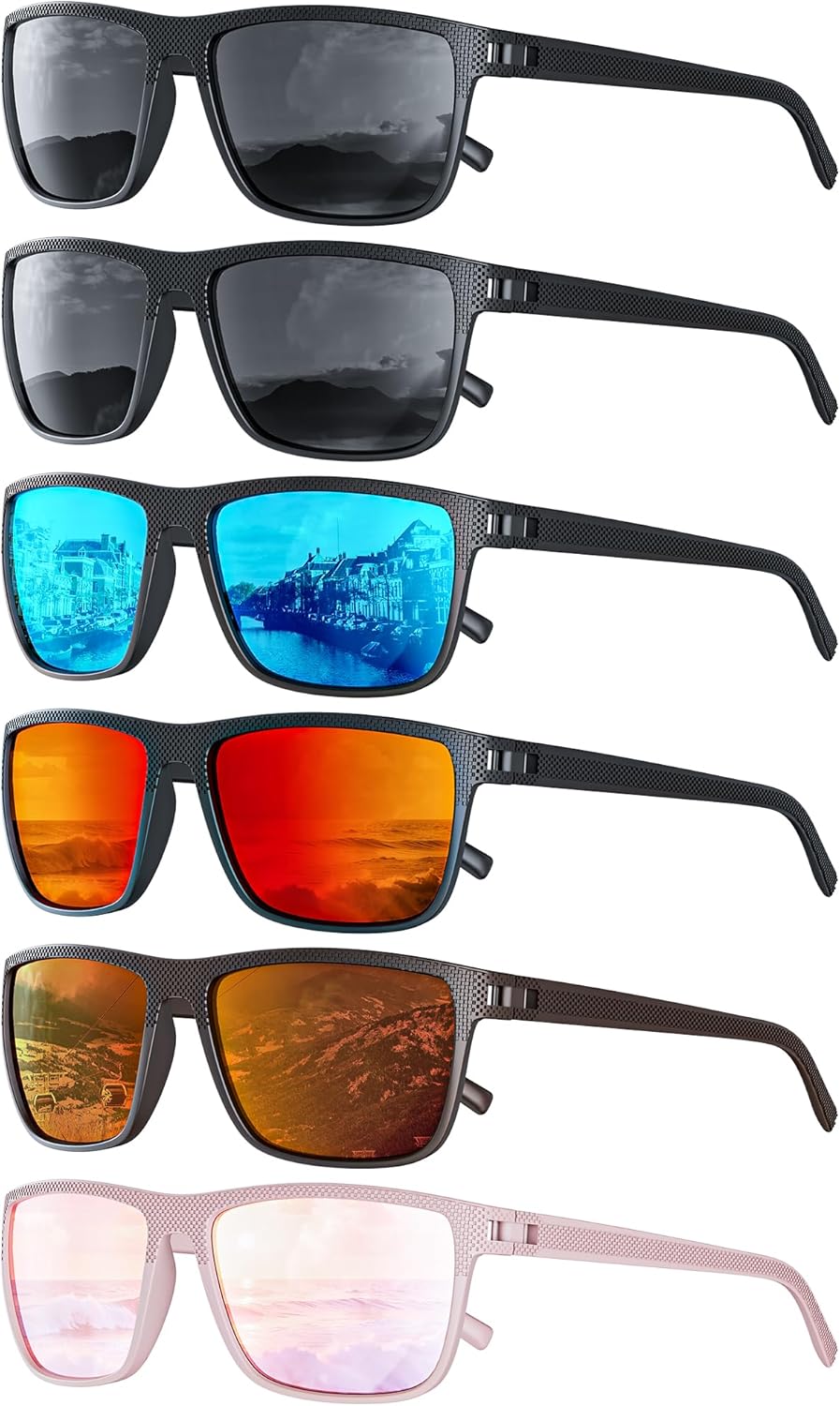 Skiennix Polarized Men's Sunglasses - Classic UV Protection for Fishing, Driving & Golf | 5-Pack
