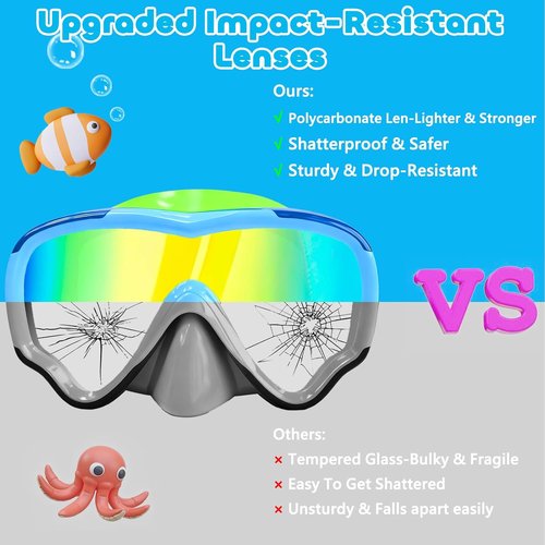 MOMUSE Kids Swim Goggles - Soft Fabric Strap, 3D No-Leak Design, UV Protection | Ages 3-14