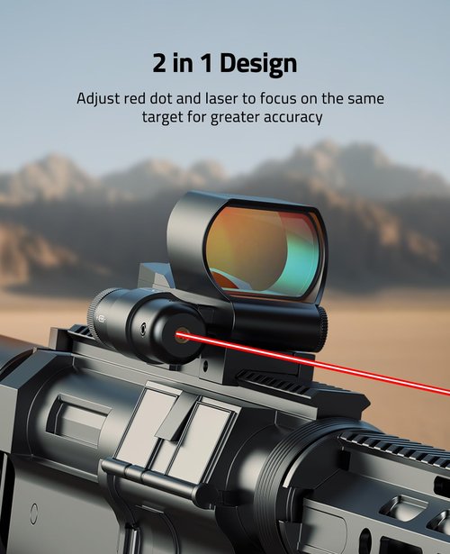 CVLIFE 28×40mm Large Lens Reflex Sight Red Dot Sight for Rifle,4 Reticle Optics with Red Laser and Pressure Pad Switch for 21mm Rail (red Laser)