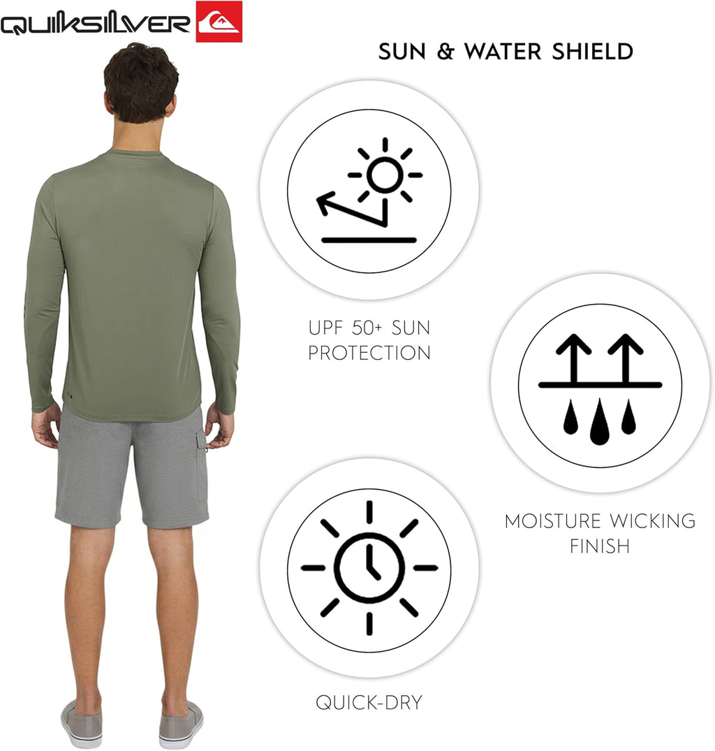 Quiksilver Men's Long Sleeve Rash Guard Shirt - UPF 50 Sun Protection | Regular Fit (S-XXL)