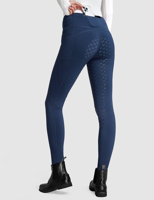 FitsT4 Sports Women's Winter Riding Breeches Fleece Lined Horse Riding Pants Tights Full Seat Silicone Equestrian Breeches Dark Blue Size XL