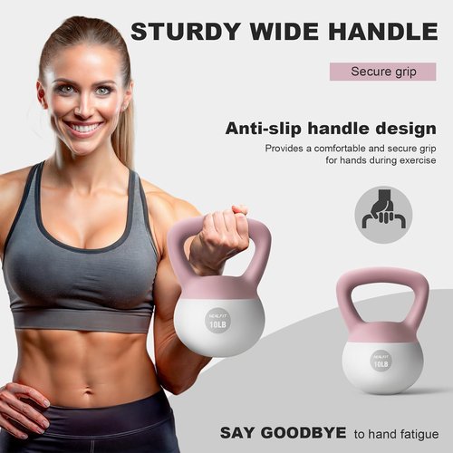 Nealfit Soft Kettlebell - Anti-Slip Fitness Weights for Home Gym | 5LB, 10LB, 15LB, 20LB, 25LB