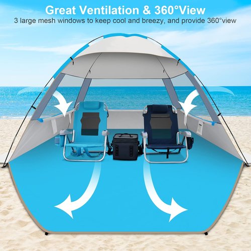 Gorich Beach Tent - Portable Sun Shelter for 3-10 People | UPF 50+ UV Protection & Easy Setup