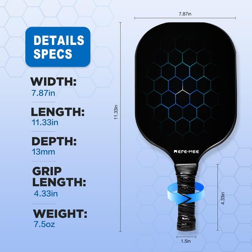 MEREMEE Pickleball Paddles, Fiberglass Surface with Balls and Bag, Lightweight Pickleball Paddles Set of 2 for Men, Women, Kids, Adults(B&R)