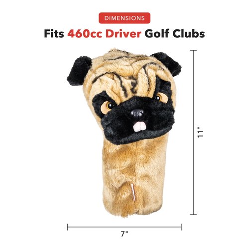 Daphne's Headcovers Pug Driver Headcover | Premium Driver Headcovers | Funny Golf Club Covers | Stylish Protection for Your Clubs | Men's Golf Gear | Driver Headcover for Men and Women