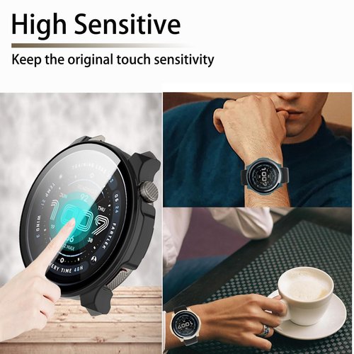 Qaerre [4-Pack] Screen Protector Case with Tempered Glass Compitible with Amazfit Balance 2 Smart Watch, Hard PC Case Screen Protector Cover Bumper Accessories for Women Men