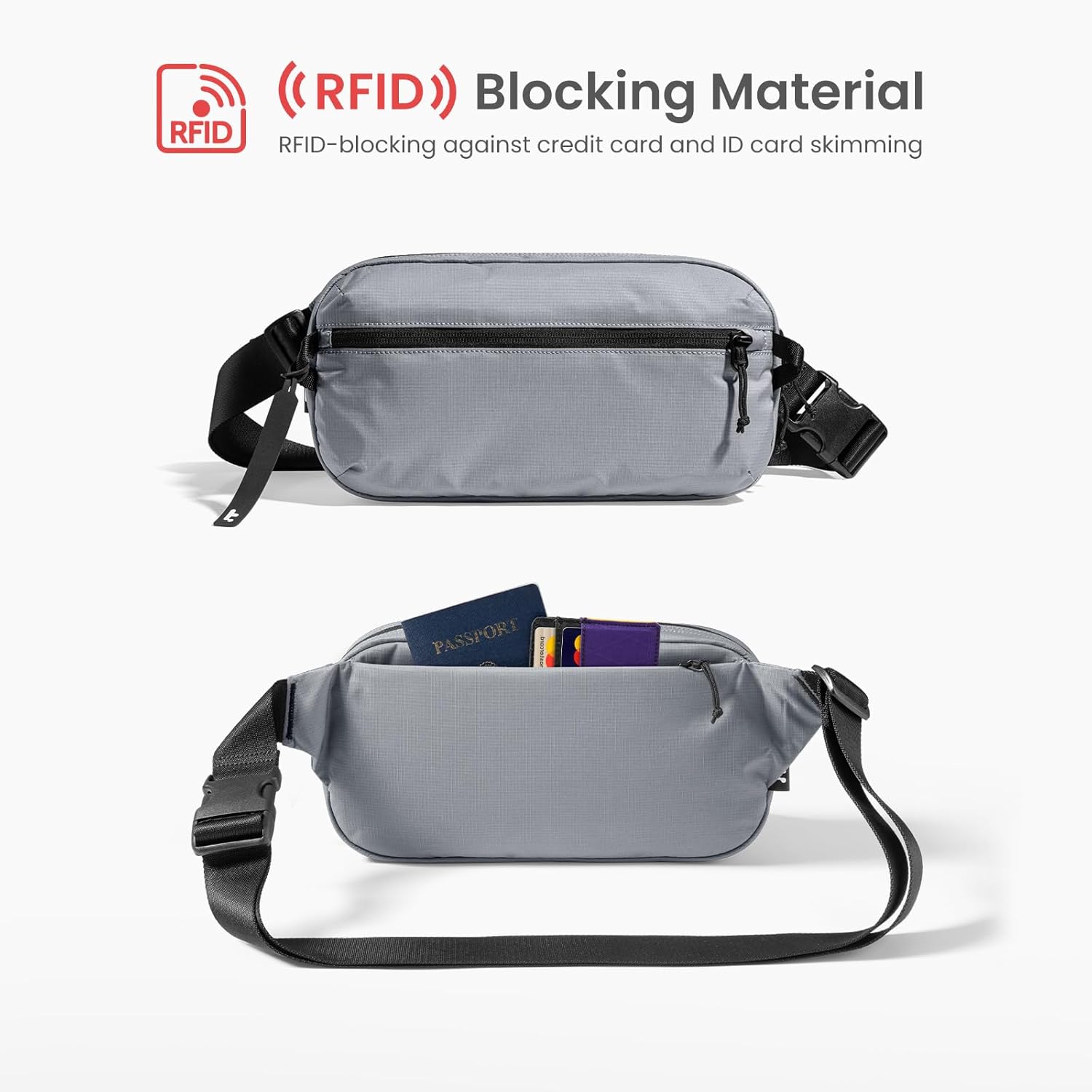 tomtoc 3.5L Sling Bag - RFID Blocking Crossbody Chest Pack for Men & Women | Water-Resistant & Lightweight