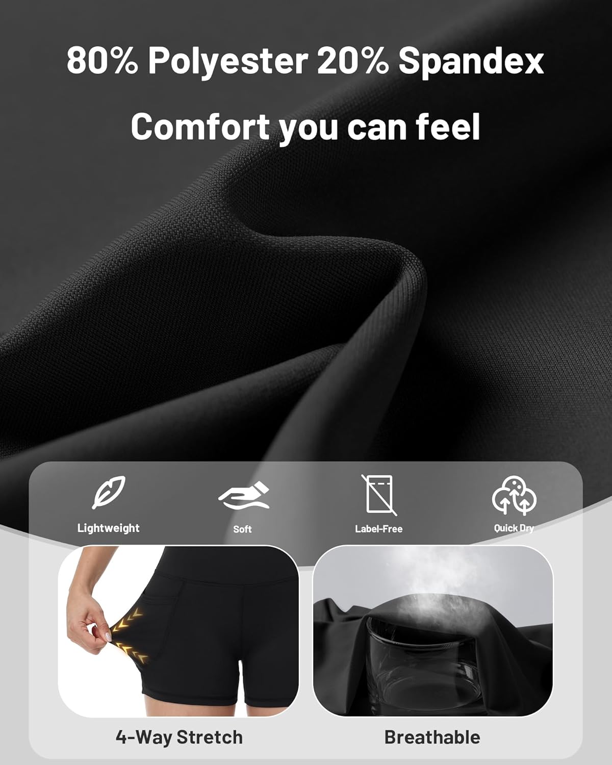 Runhit Biker Shorts for Women - High Waisted Yoga & Workout Shorts with Pockets | Tummy Control, 8''/5''/3''