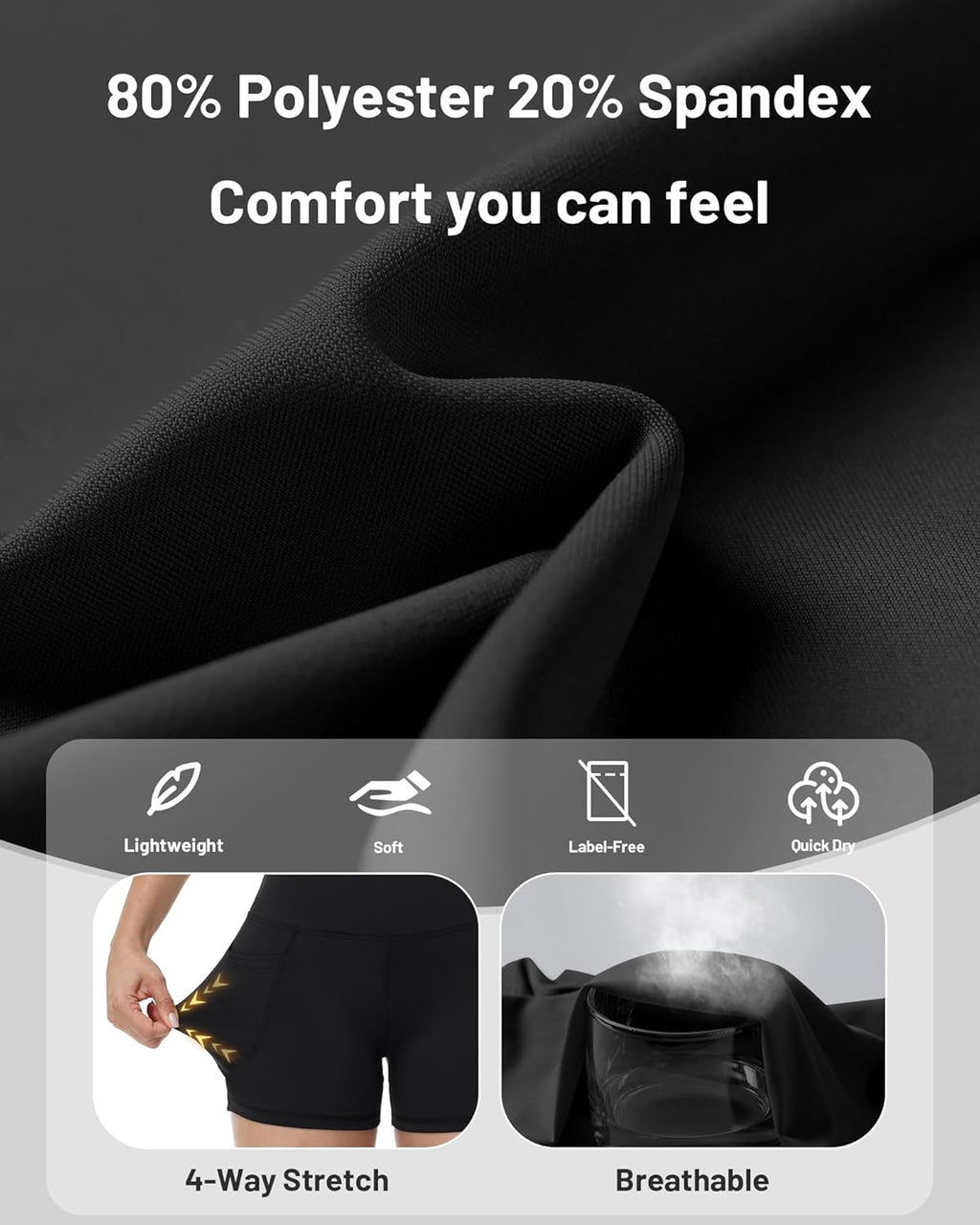 Runhit Biker Shorts for Women - High Waisted Spandex with Pockets | Tummy Control, 8''/5''/3'' Sizes