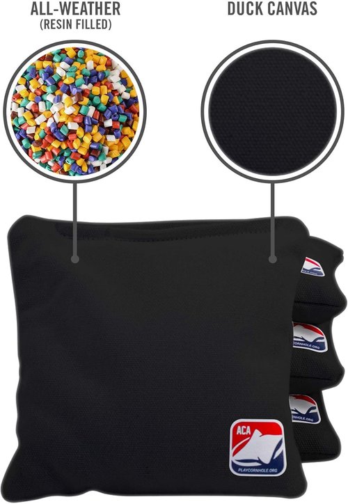 ACA Cornhole Bags - Weather Resistant Resin-Filled Set of 4 | 6x6 Size for Ultimate Play