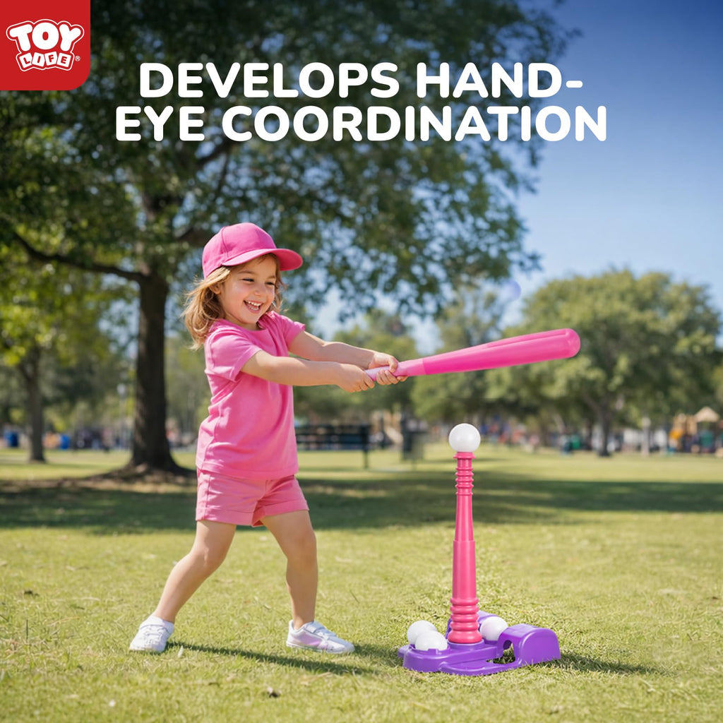TOY Life T Ball Set for Kids 3-5 5-8, Toddler Baseball Set for Girls, T Ball Stand Sets with Baseball Glove, Tball Bating Tee Outdoor Indoor Toys for Toddler Girls