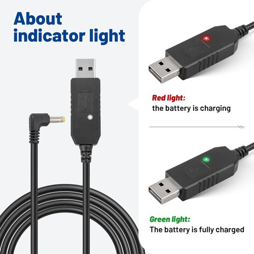 Anina 2PCS USB Car Charger Cable for Baofeng Battery UV-5R UV-82 UV-S9/9S DC 5V to 8.4V USB Power Cord Compatible with BTECH BL-5L BF BL-5L BL-8 3800mAh Batteries for Two Way Radios