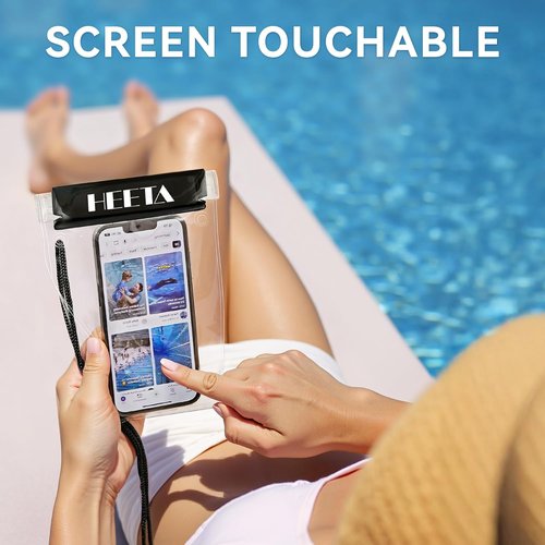 HEETA Waterproof Dry Bag Pouch - 5-Pack Clear Cases for Cameras, Phones & Maps | Ideal for Kayaking & Boating