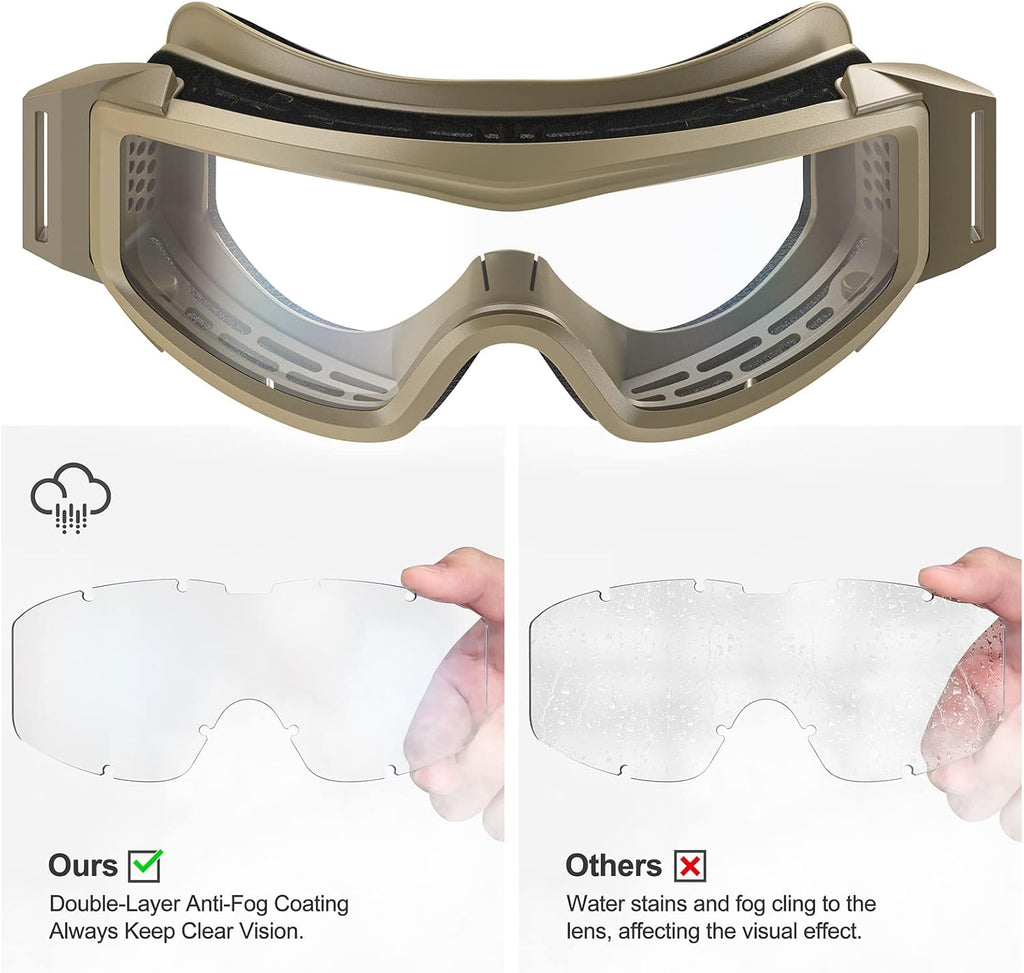 Xaegistac Tactical Airsoft Goggles - Anti-Fog Military Safety Glasses for Shooting & Hunting