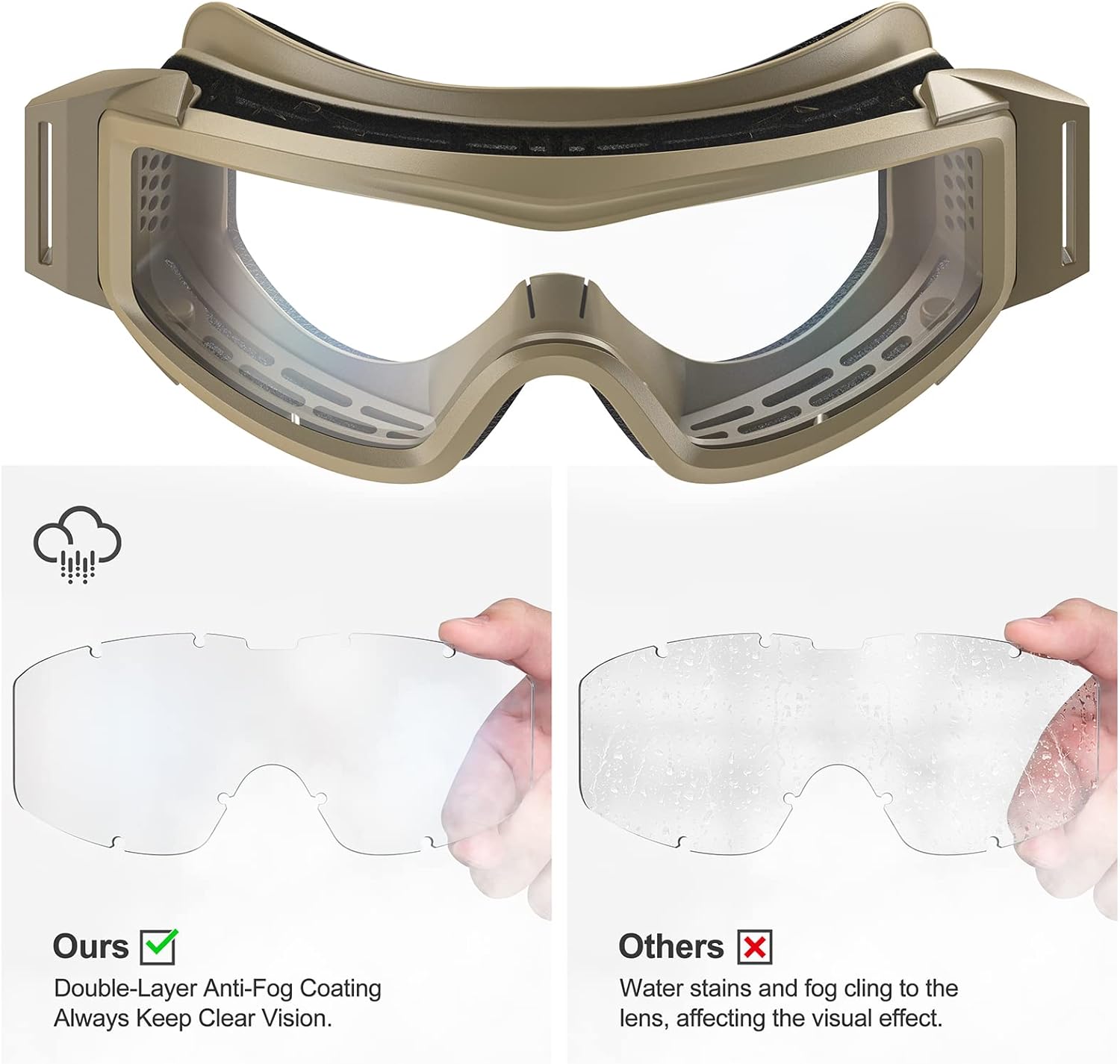Xaegistac Tactical Airsoft Goggles - Anti-Fog Military Safety Glasses for Shooting & Hunting