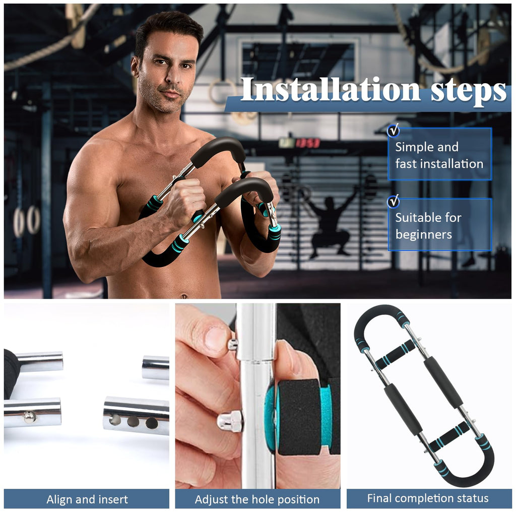 Wister Arm Trainer for Upper Body Workout – 90-160lb Adjustable Resistance Strength Training Bar for Chest, Biceps, Shoulders & Forearms | Home Gym Equipment for Men