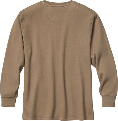 Legendary Whitetails Mens Henley Long Sleeve Thermal Heavyweight Shirt, Khaki, XL