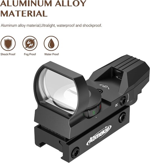 Aomekie Red Green Dot Gun Sight - Tactical Reflex Sight with 4 Reticles & 20mm Mount Rail