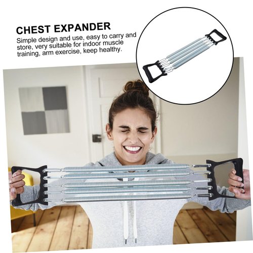 Kisangel 1pc Spring Chest Expander with 5 Springs Arm Muscle Strength Exercise Gym Stretch Rope Arm Trainer for Indoor Fitness Workout