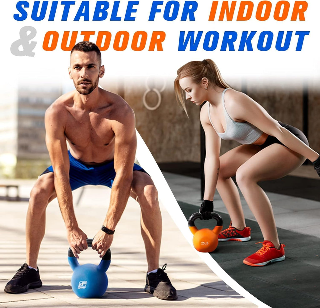 RitFit Kettlebell Weight Set - Neoprene Coated Solid Cast Iron for Enhanced Grip and Durability