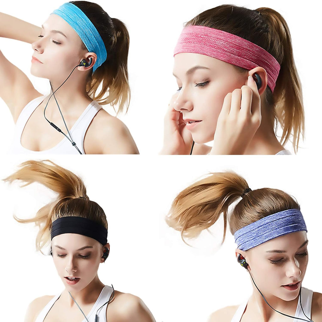 QiShang Sweat Bands - 6-Pack Non-Slip Headbands for Women | Moisture-Wicking Workout Gear