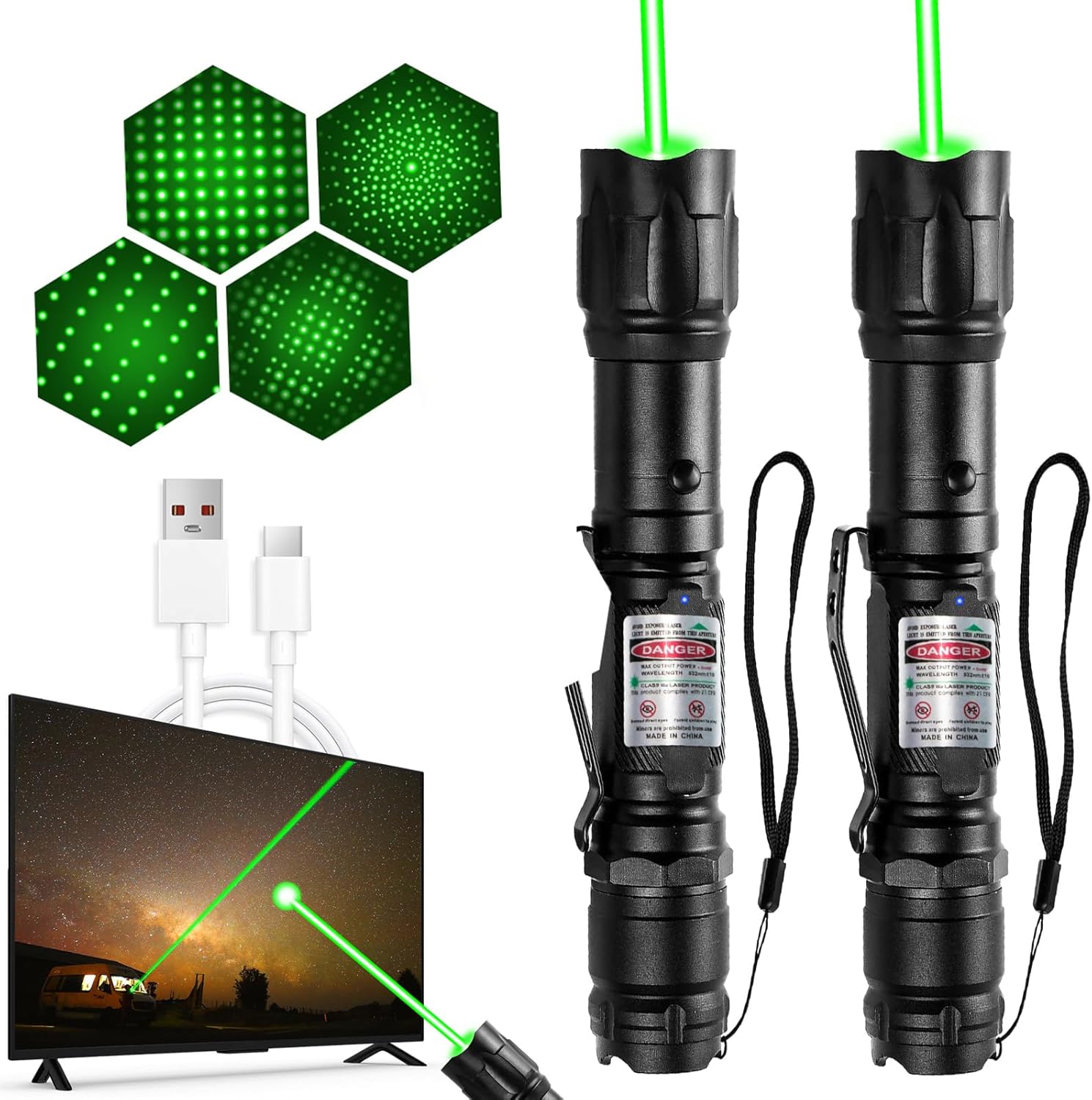 Skiennix Rechargeable Green Laser Pointer - High Power Long-Distance Beam for Presentations & Outdoors