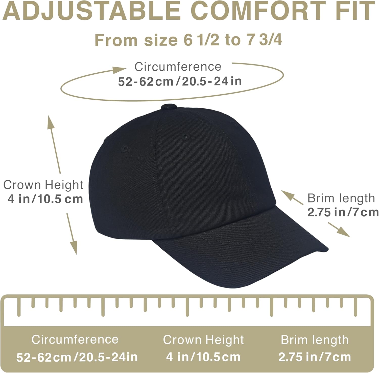 Classic Dad Hat - Cotton Low-Profile Baseball Cap | Adjustable, Breathable & Packable