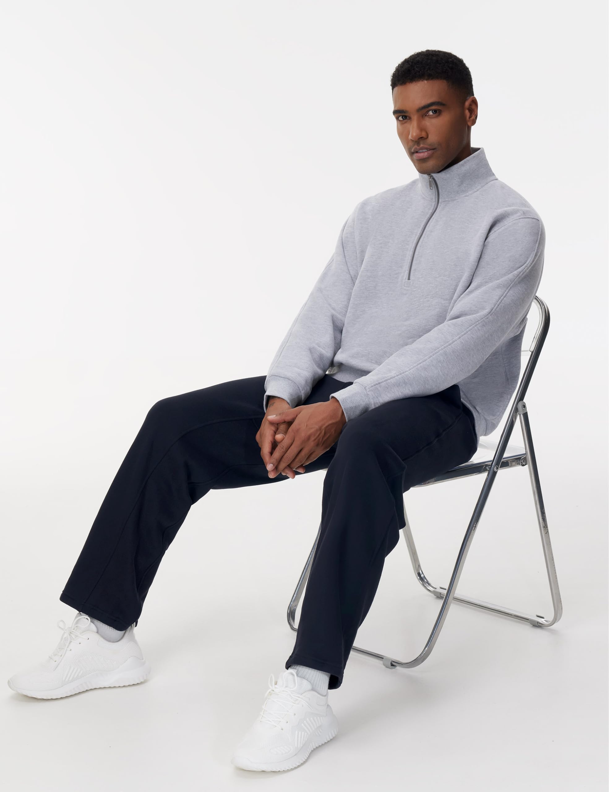 THE GYM PEOPLE Men's Baggy Fleece Workout Sweatpants with Pockets Drawstring Lounge Athletic Running Pants Navy Blue